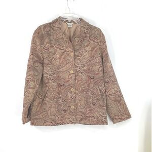 Vintage Laura Ashley Womens Jacket L Tapestry Blazer Tan Paisley Floral
